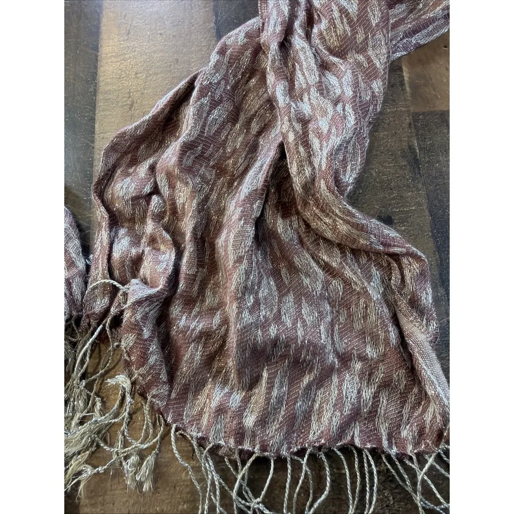 Giftcraft‎ Viscose Scarf Wrap Mauve Pink Silver Shimmer Crinkle Fringe Stole 72